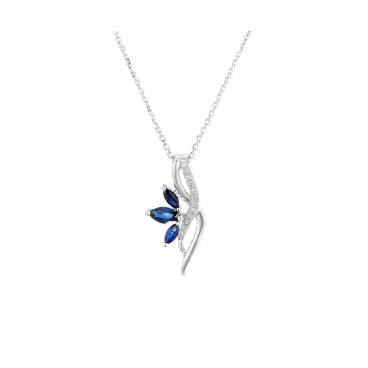 Pendentif Or Blanc Diamant et Saphir Pendentif "Susanna" Or blanc et Saphir