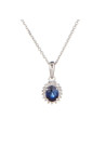 Pendentif Or Blanc Diamant et Saphir