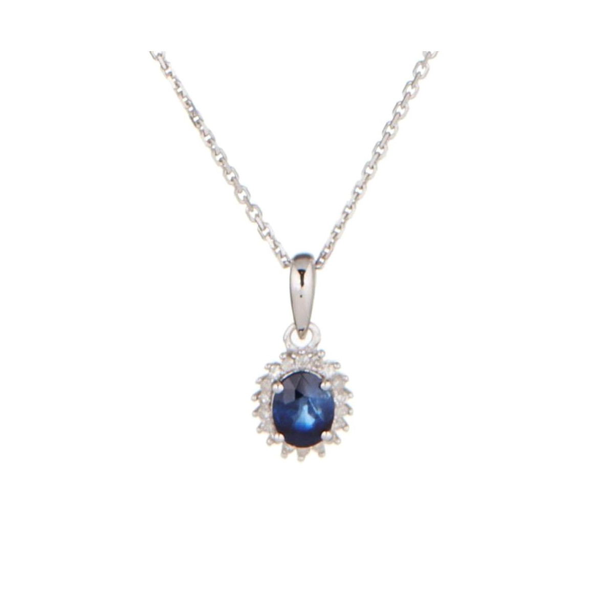 Pendentif Or Blanc Diamant et Saphir Pendentif "Colombe" Or blanc et Saphir