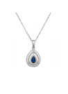 Pendentif Or Blanc Diamant et Saphir