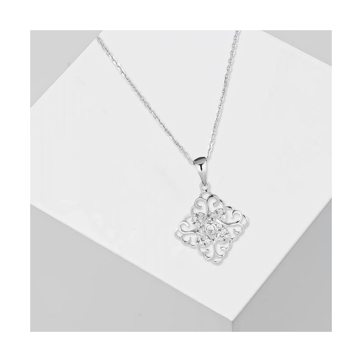 Pendentif Or Blanc et Diamant