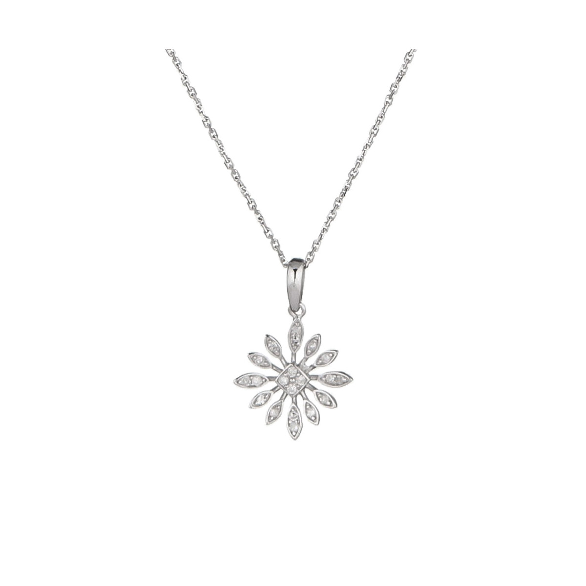 Pendentif "Rosine" Or blanc et Diamant