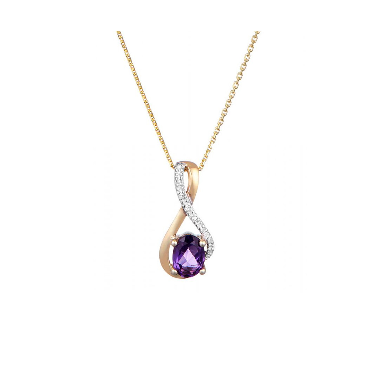 Pendentif Or Jaune Diamant et Améthyste Pendentif "Ambre" Or jaune et Améthyste
