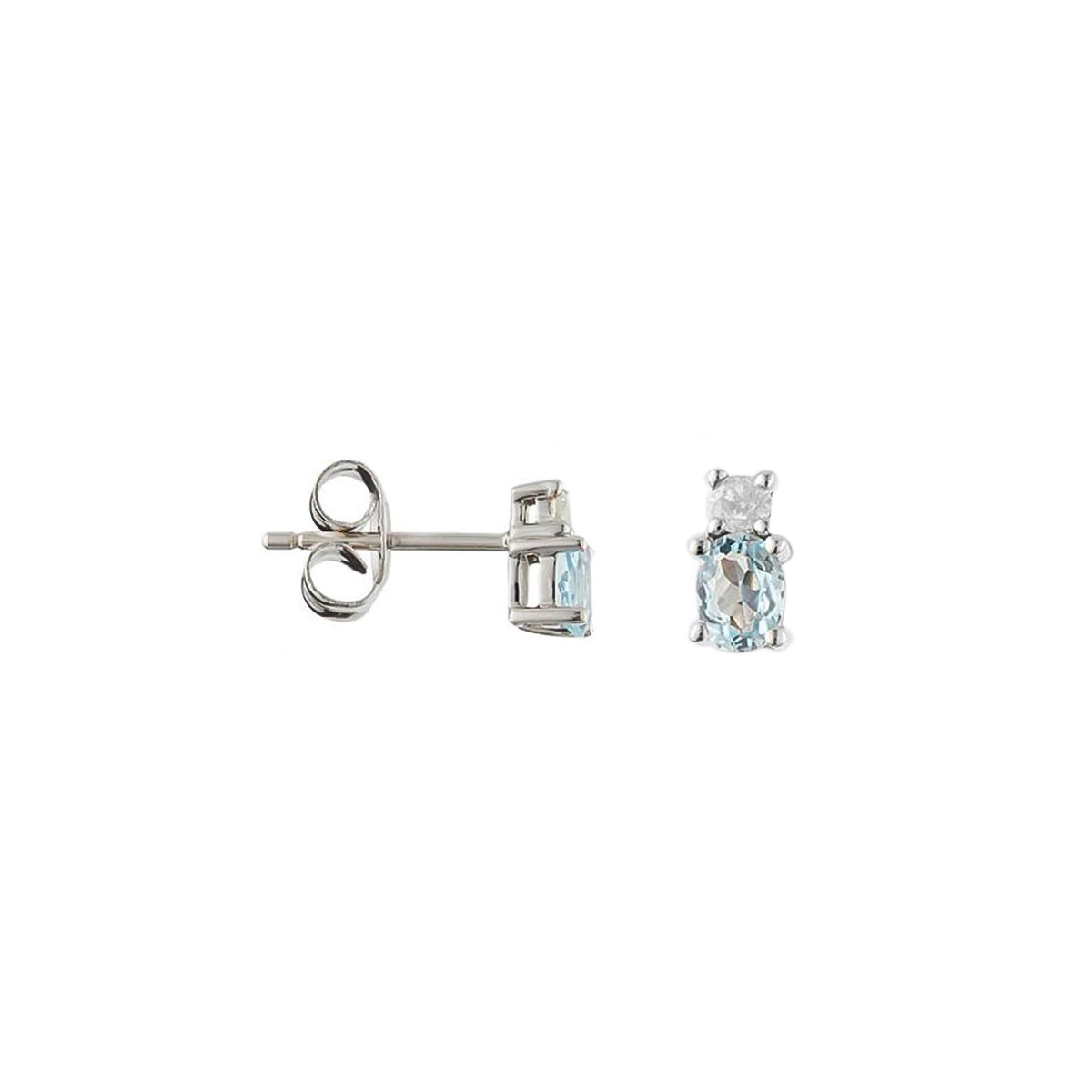 Boucles d'oreilles Or Blanc Diamant et Topaze Boucles d'oreilles Or Blanc Diamant et Topaze