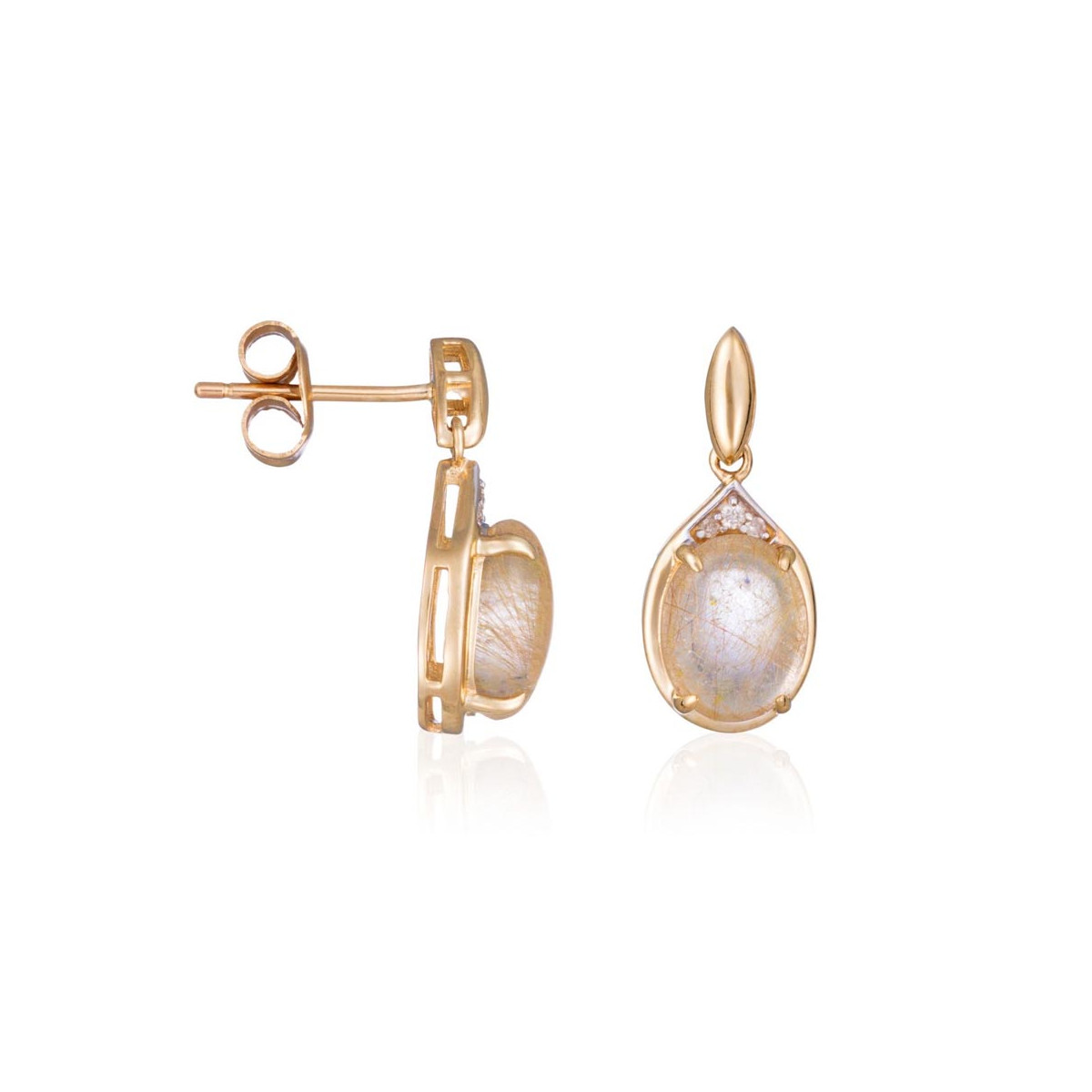 Boucles d'oreilles Or Jaune Diamant et Rutile