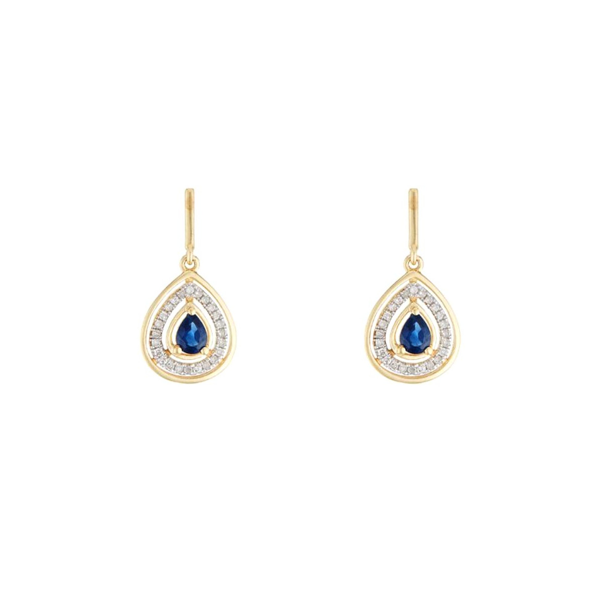 Boucles d'oreilles Or Jaune Diamant et Saphir Boucles d'oreilles Or Jaune Diamant et Saphir