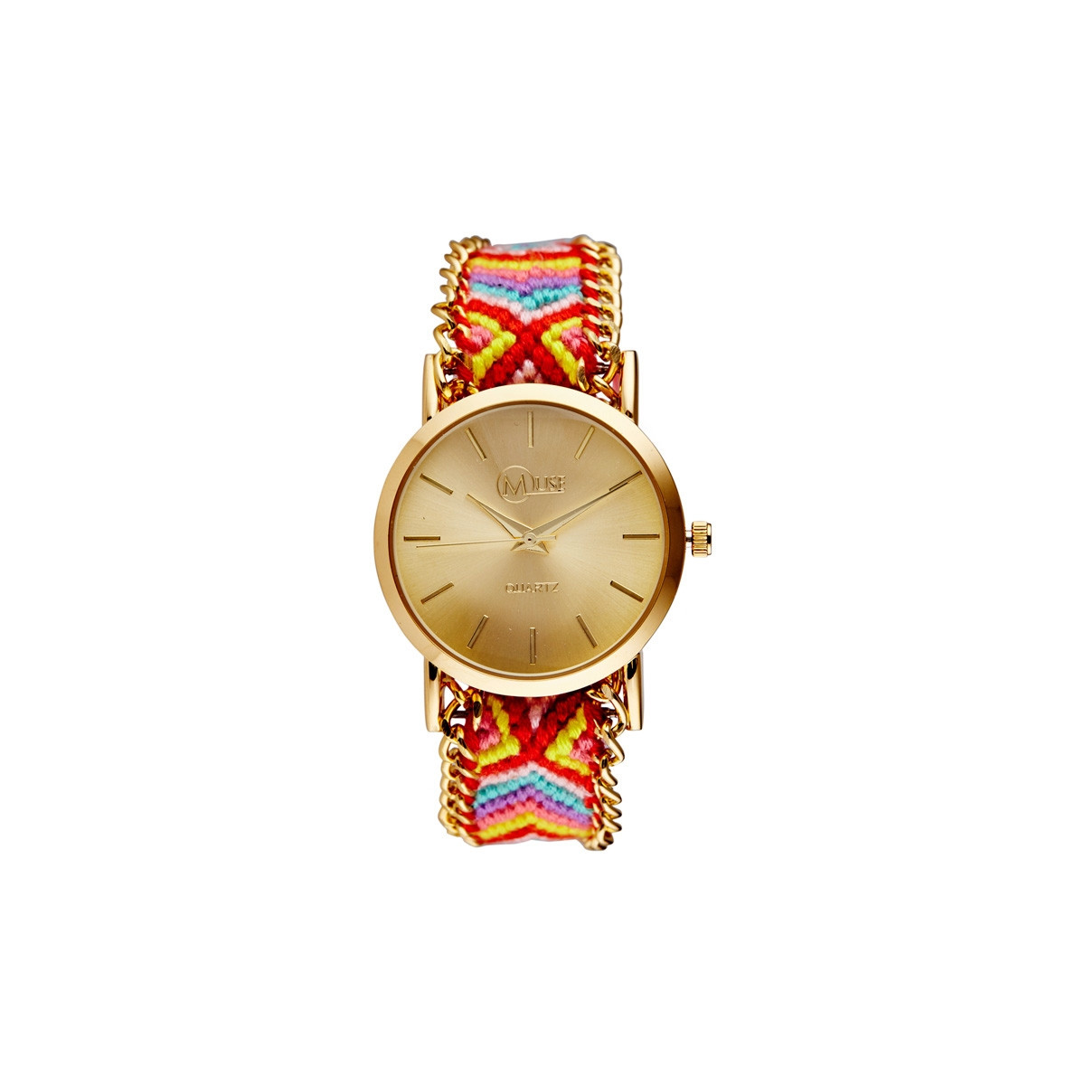 Muse - Montre Femme doré rouge "La Festival" bracelet multicolore rouge