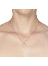 Pendentif Or Blanc et Diamant 0,15 carat "COEUR ORIENTAL" + chaîne argent offerte