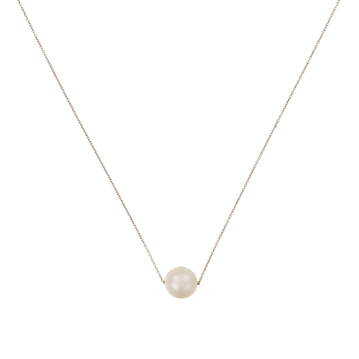 Collier "Single pearl" Or Blanc