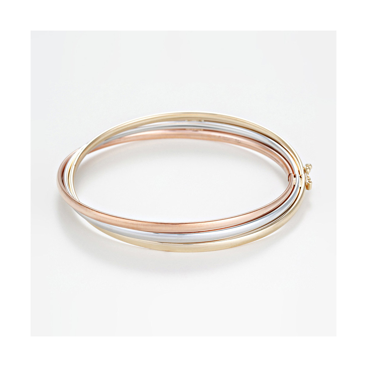 Bracelet 3 joncs entrelacés Or Tricolore 375/1000 "Trio d'or" Bracelet "Complément" Or tricolore