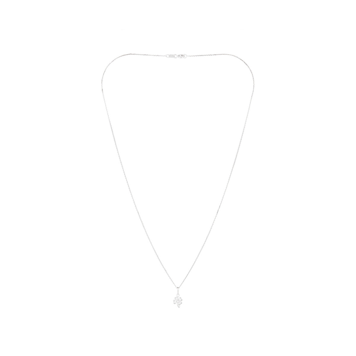 Pendentif Or Blanc et oxydes de zirconium"Petit Trèfle" + chaîne argent offerte Pendentif "Trèfle Lumineux" Or blanc