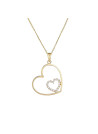 Pendentif Cœur Or Jaune et oxydes de zirconium"Féru d'Amour" + chaîne argent doré offerte
