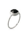 Bague laiton argenté montée d'une onyx noire " Ella "