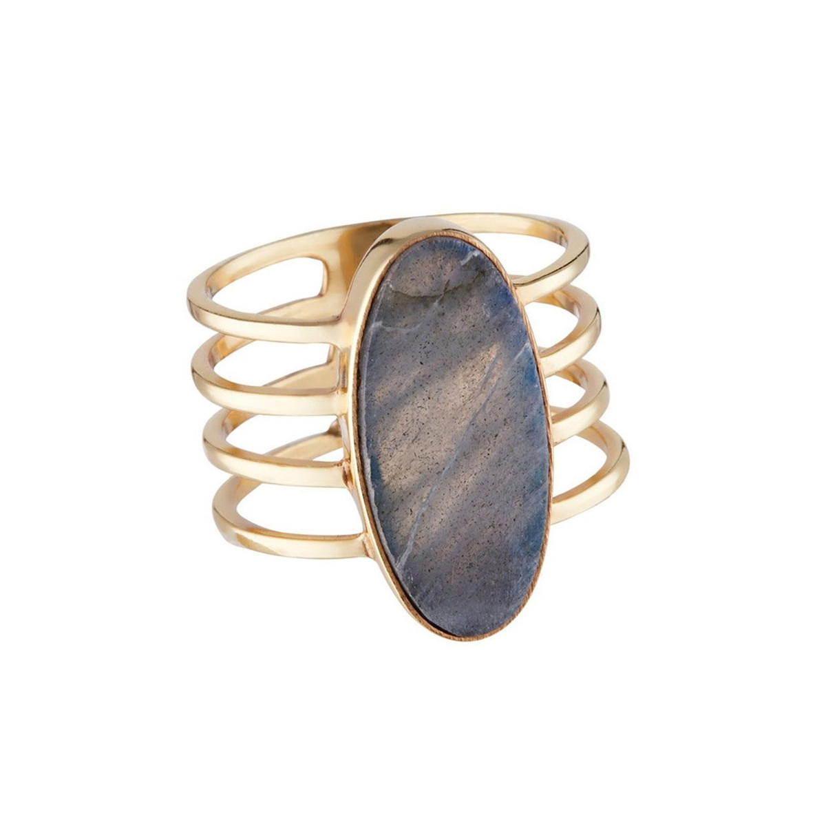 Bague "Celestiel" Labrodorite Laiton doré