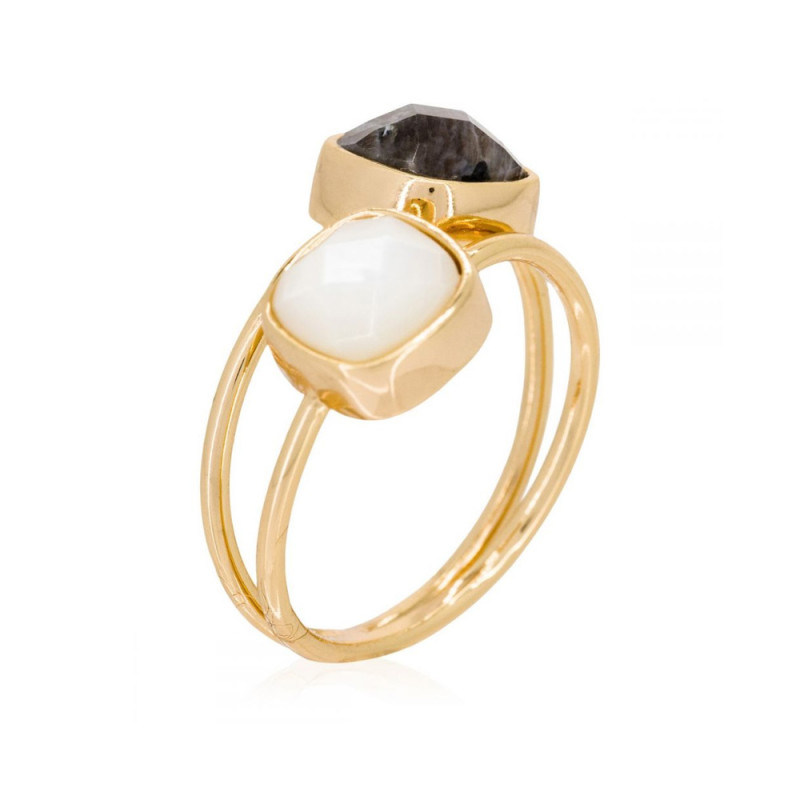 Bague dorée  Jovanni  Labradorite et nacre