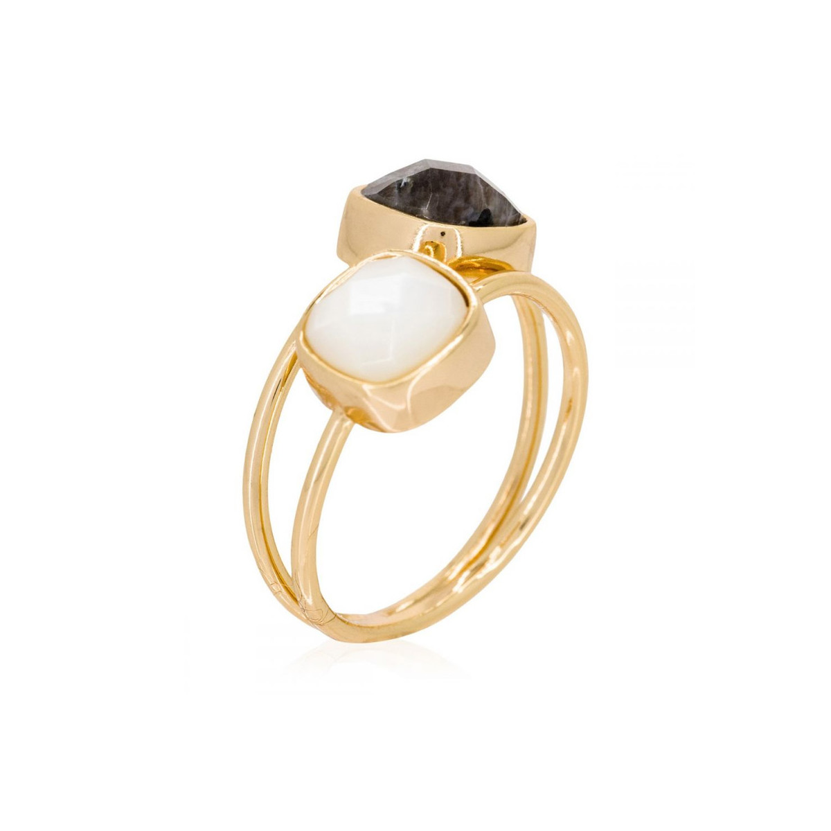 Bague doré "Jovanni" Labradorite et nacre Bague "Calenda" Labradorite et Nacre Laiton doré