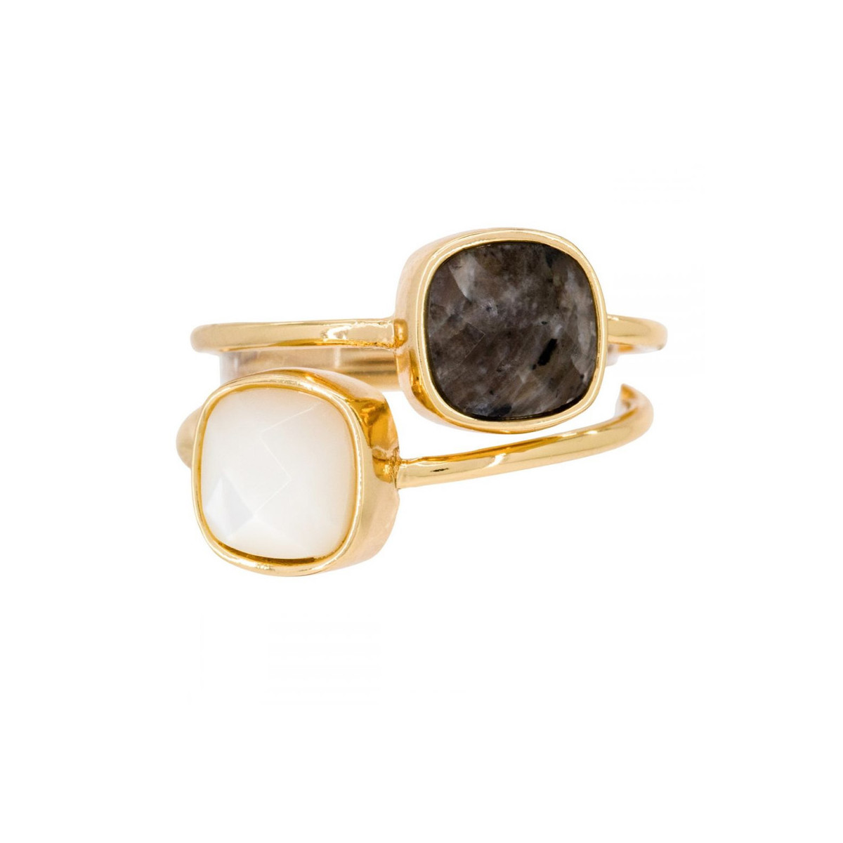Bague doré "Jovanni" Labradorite et nacre Bague "Calenda" Labradorite et Nacre Laiton doré