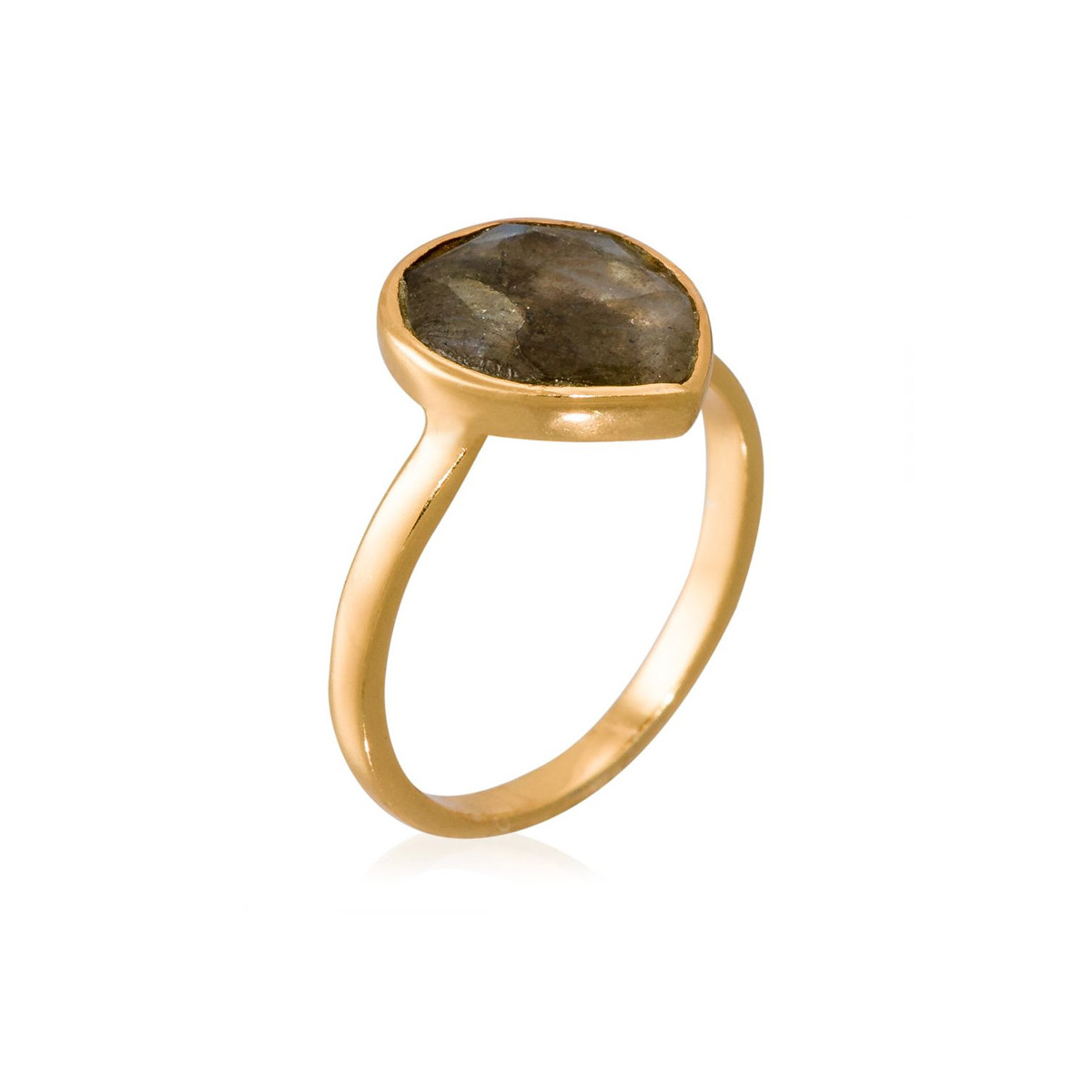 Bague doré "Ilya" Labradorite Bague "Chronéa" Labradorite Laiton doré
