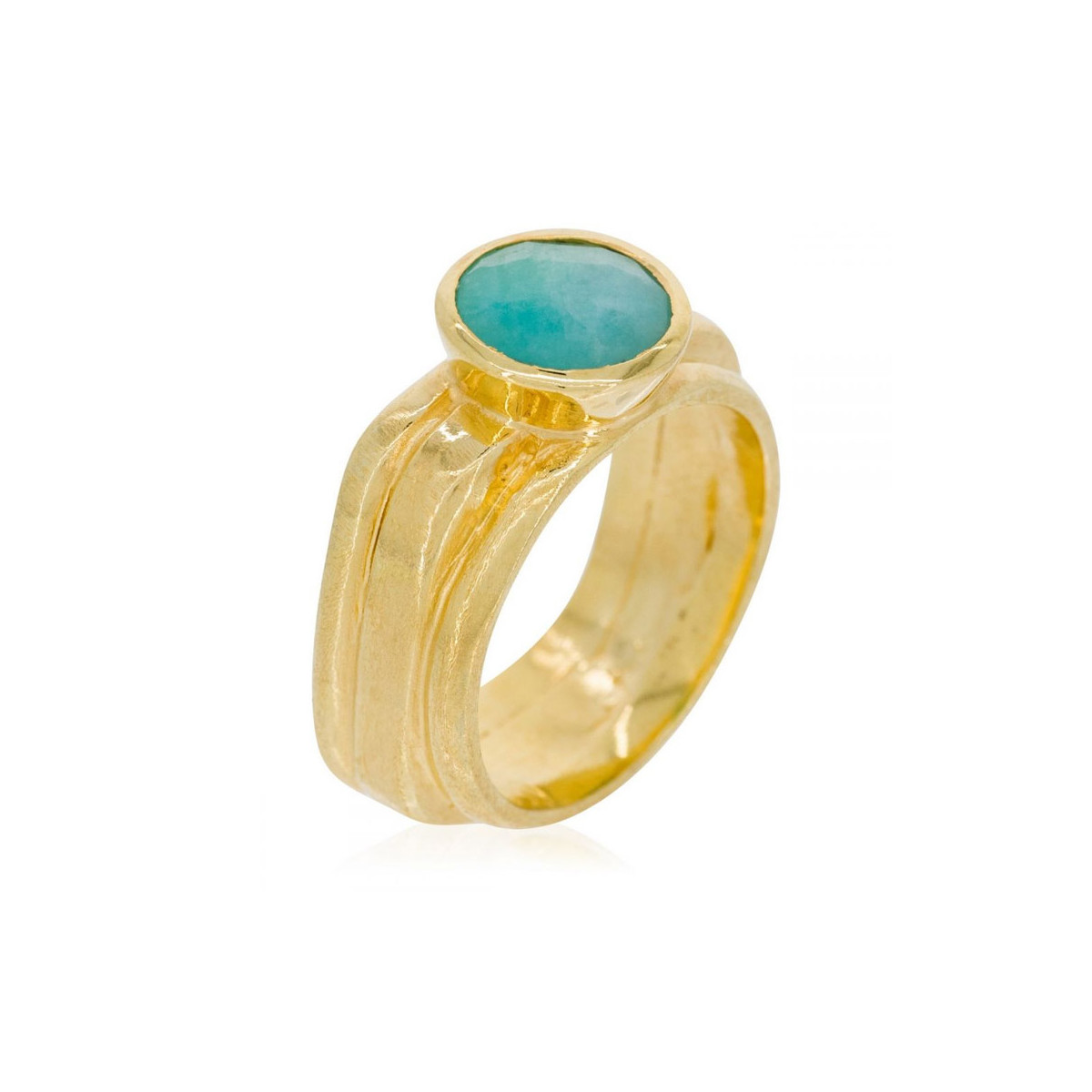 Bague "Florealis" Amazonite Verte Laiton doré