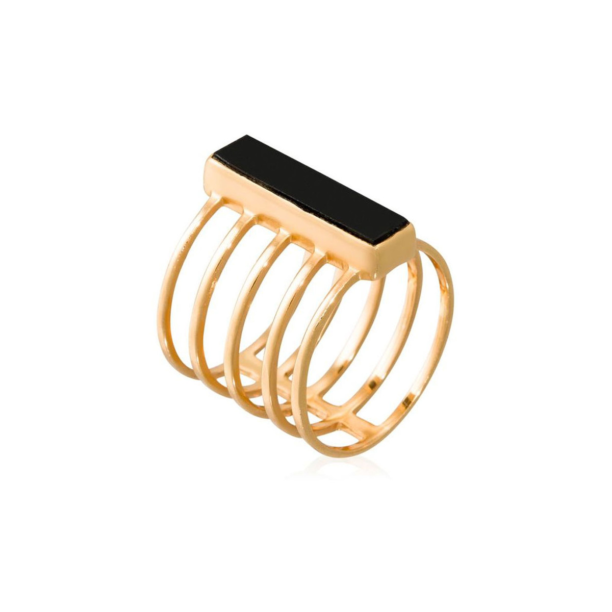 Bague doré "Emma" Onyx Bague "Cassiopeia" Onyx Laiton doré