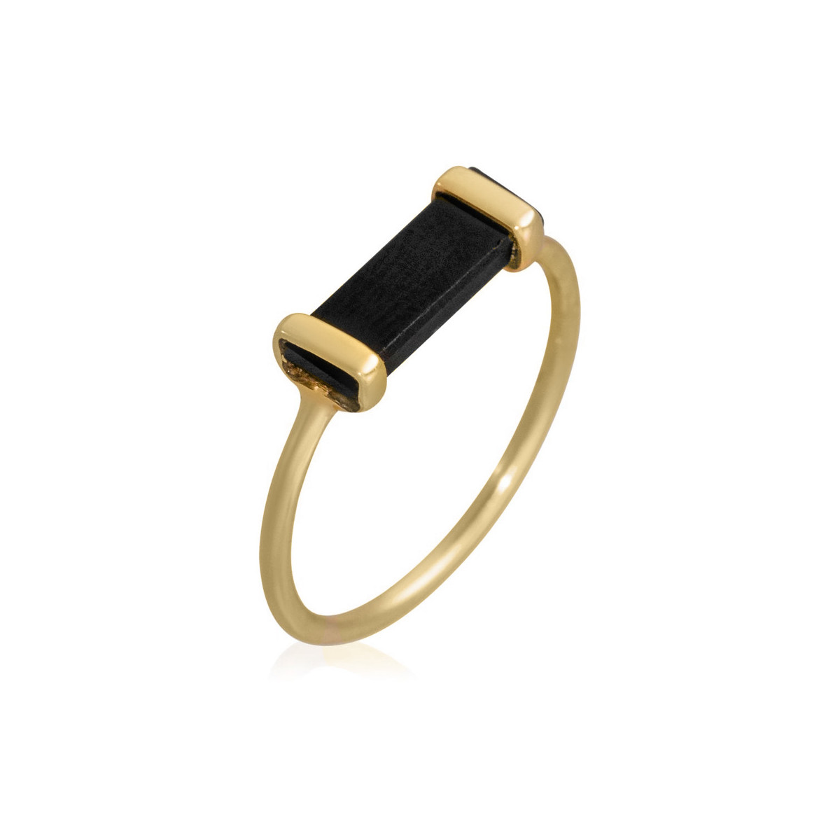 Bague "Célesta" Onyx Laiton doré