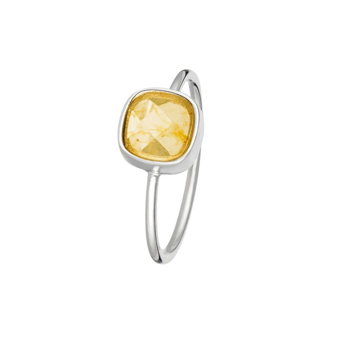 Bague avec Topaze Jaune argenté "Ella" Bague "Arcadia" Topaze Jaune Laiton