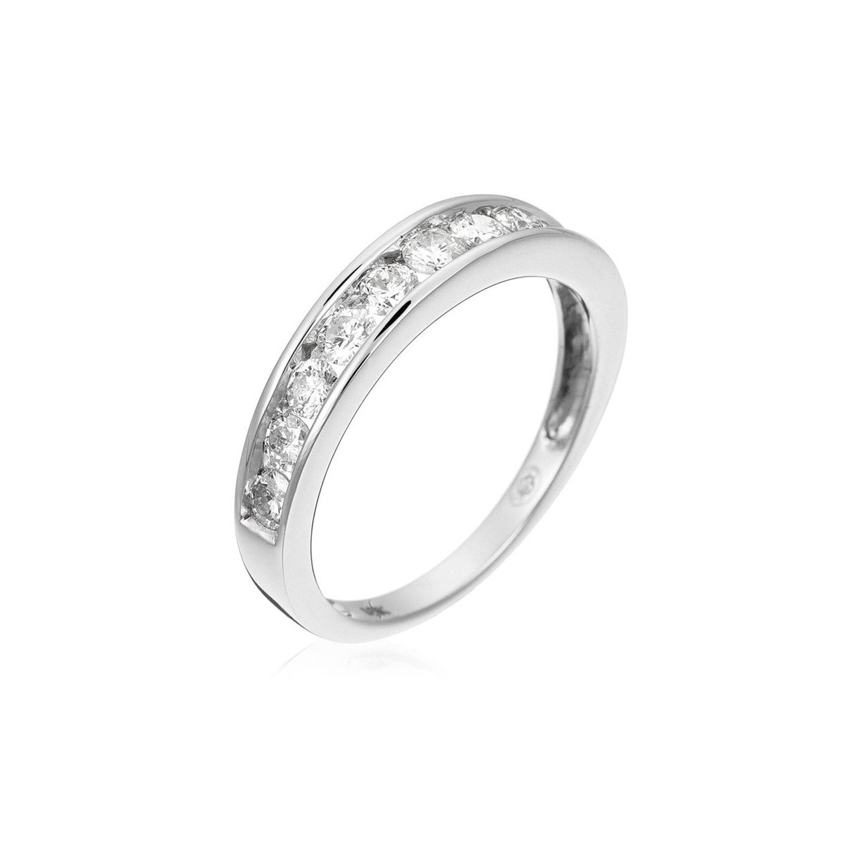 Bague Alliance "Rail" Or blanc et Diamants