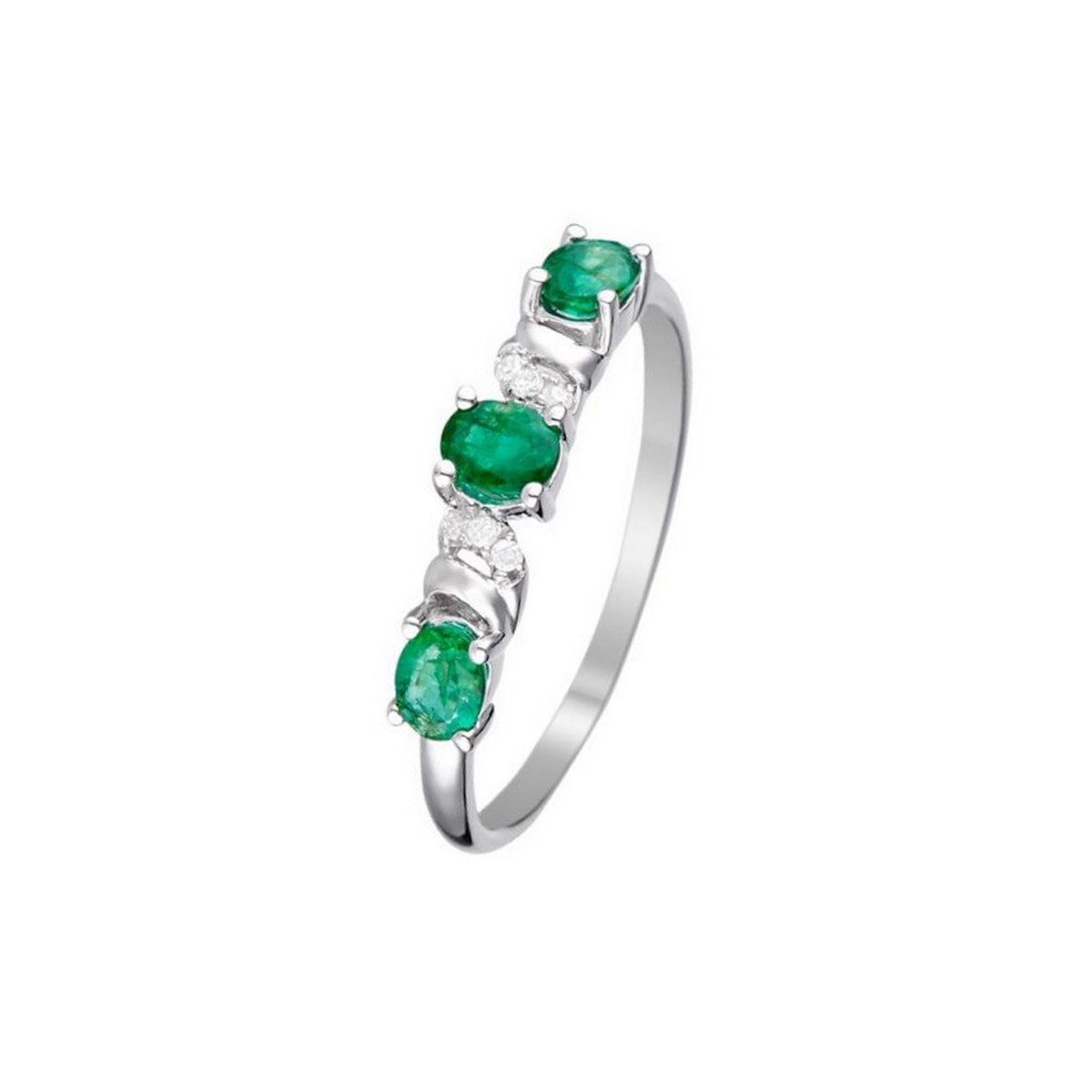 Bague " Esméralda" Or blanc et Émeraudes