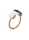 Bague ajustable laiton doré montée d'un lapis bleue " Eva "