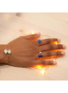 Bague ajustable laiton doré montée d'un lapis bleue " Eva "