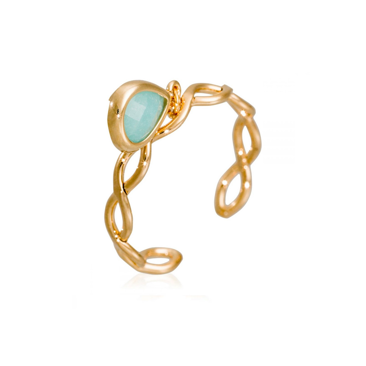 Bague Ajustable "Fusionelle" Amazonite verte Laiton doré