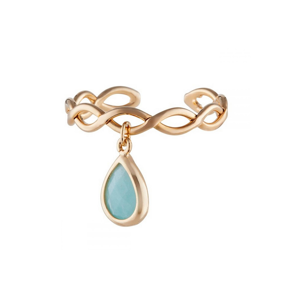 Bague Ajustable "Fusionelle" Amazonite verte Laiton doré