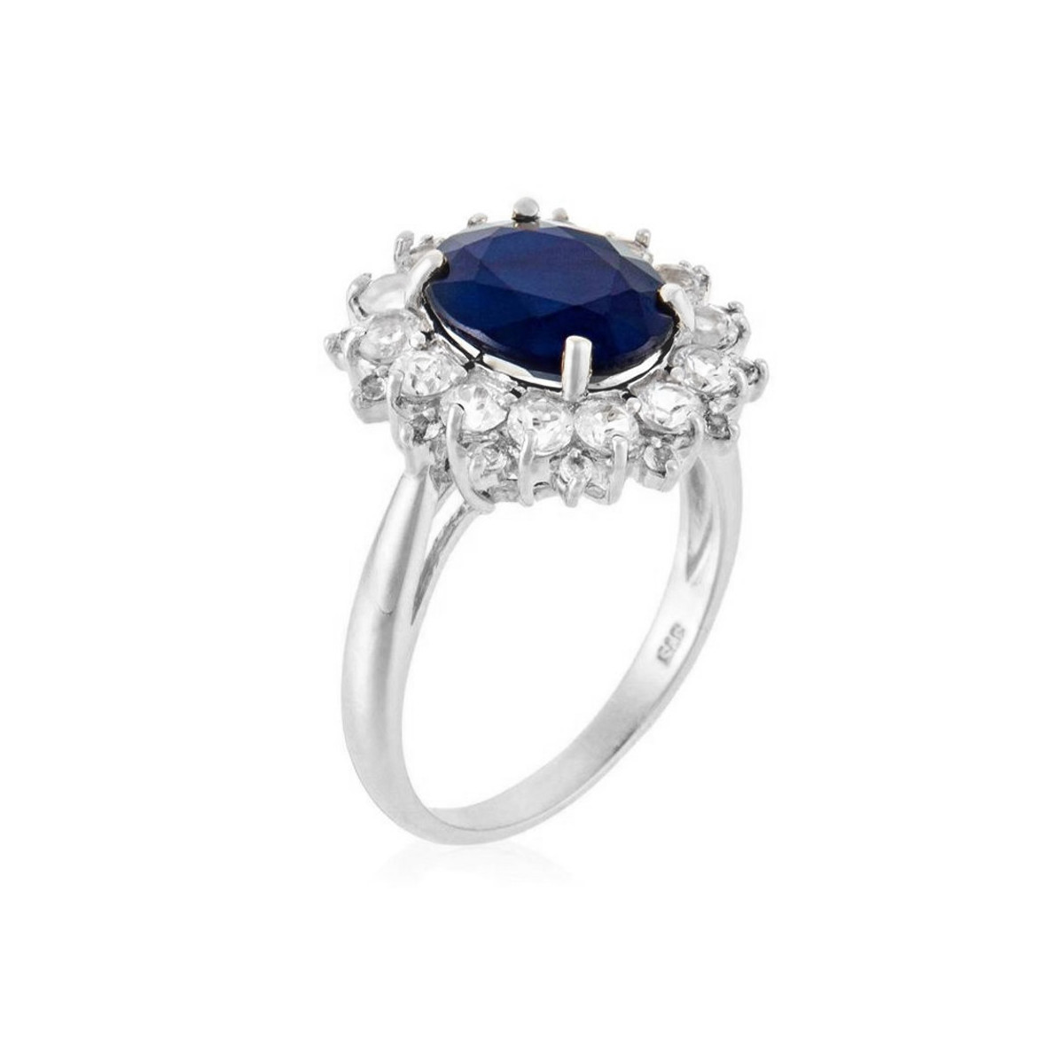 Bague "Soleil Bleu Saphir" Or blanc et Topaze Bague "Bleu Princesse" Or blanc et Saphir