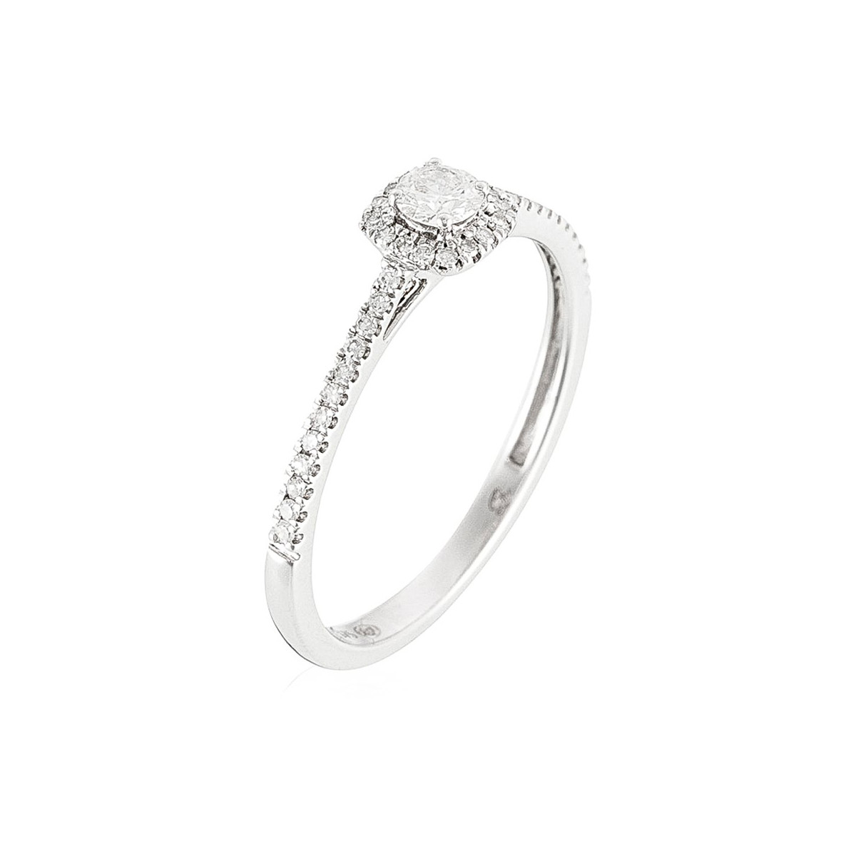 Bague "Petit Solitaire Carré" Or blanc et Diamants