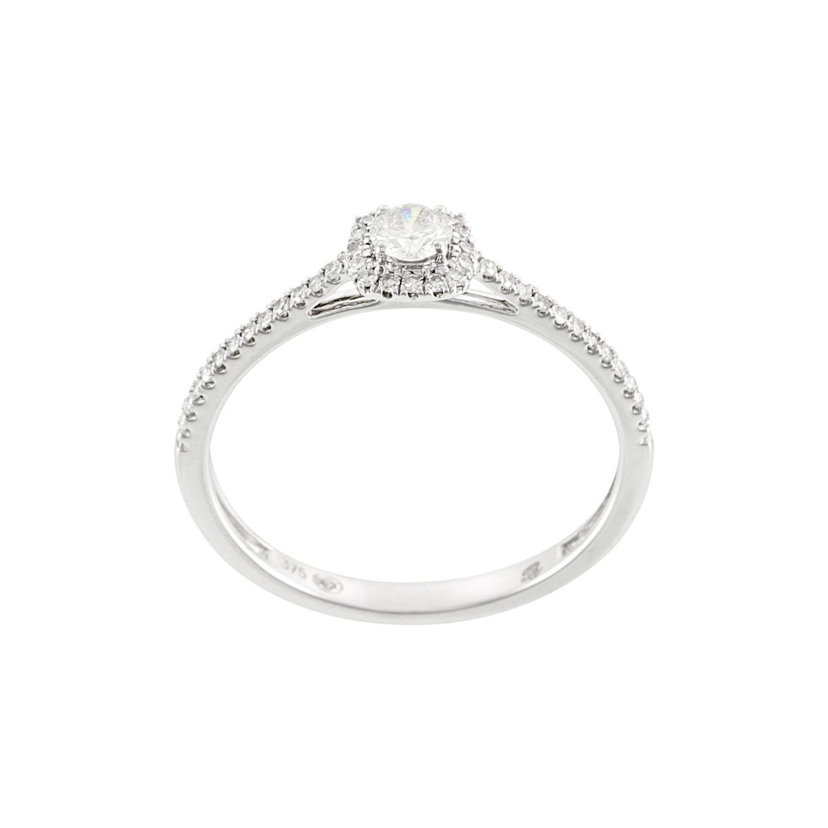 Bague "Petit Solitaire Carré" Or blanc et Diamants