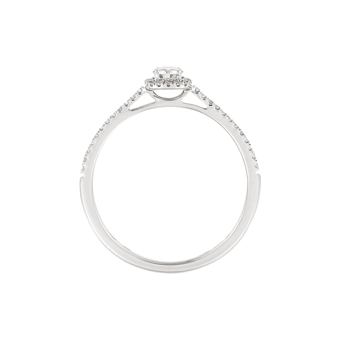 Bague "Petit Solitaire Carré" Or blanc et Diamants