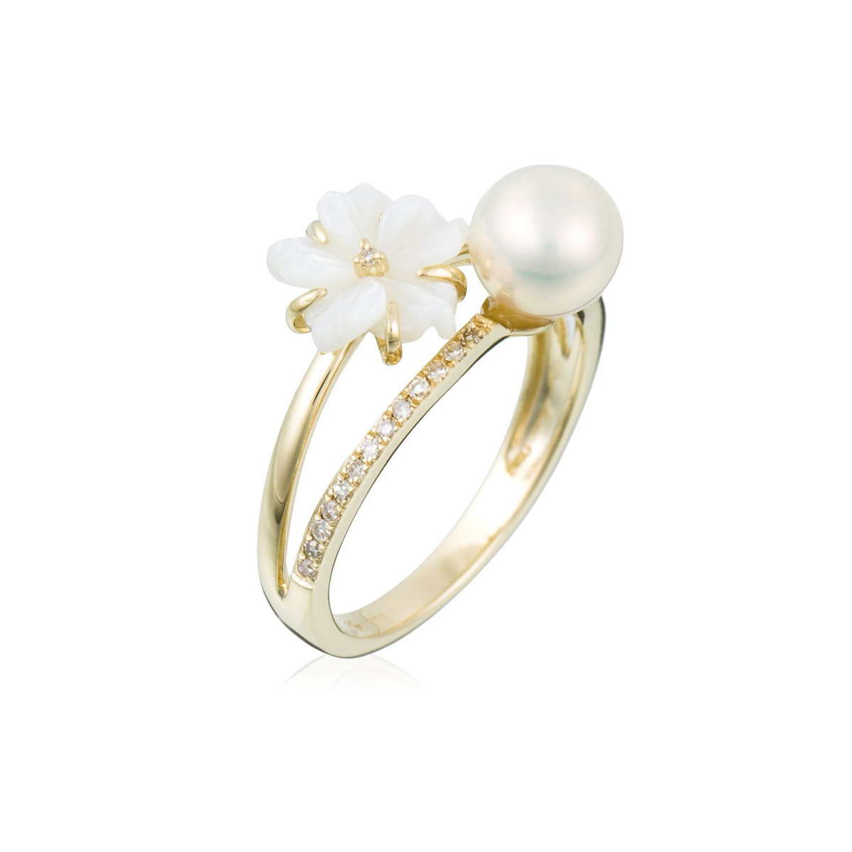 Bague "Colisée Brillant" Or jaune et Perle