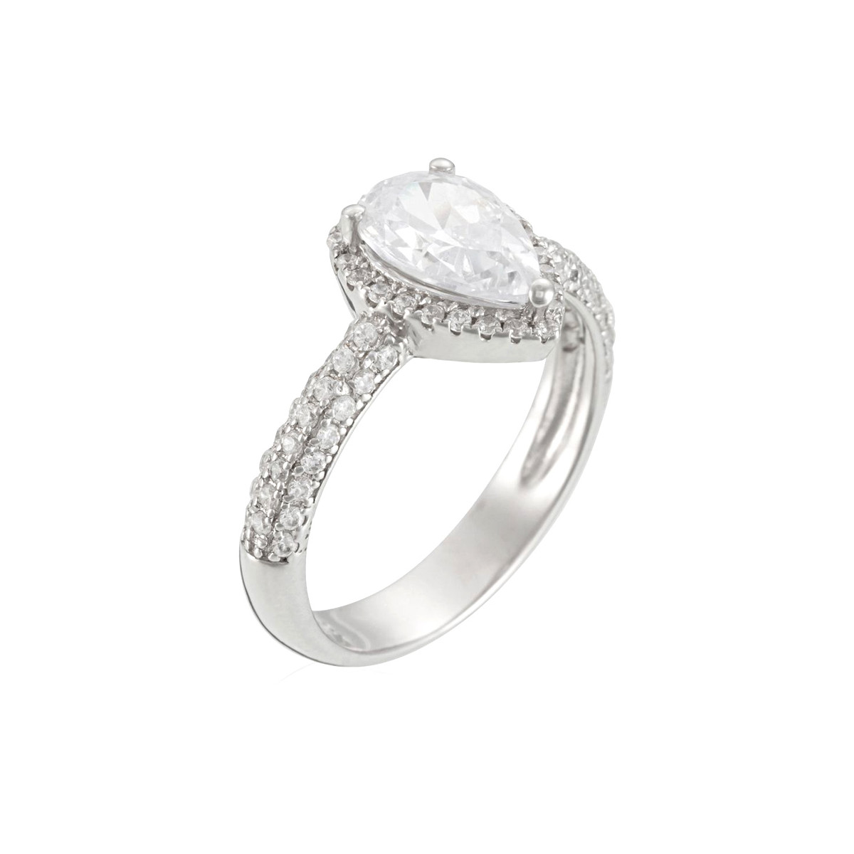 Bague "Hinah" Argent 925 sertie d'oxyde de zirconium blanc Bague "Hinah" Argent 925