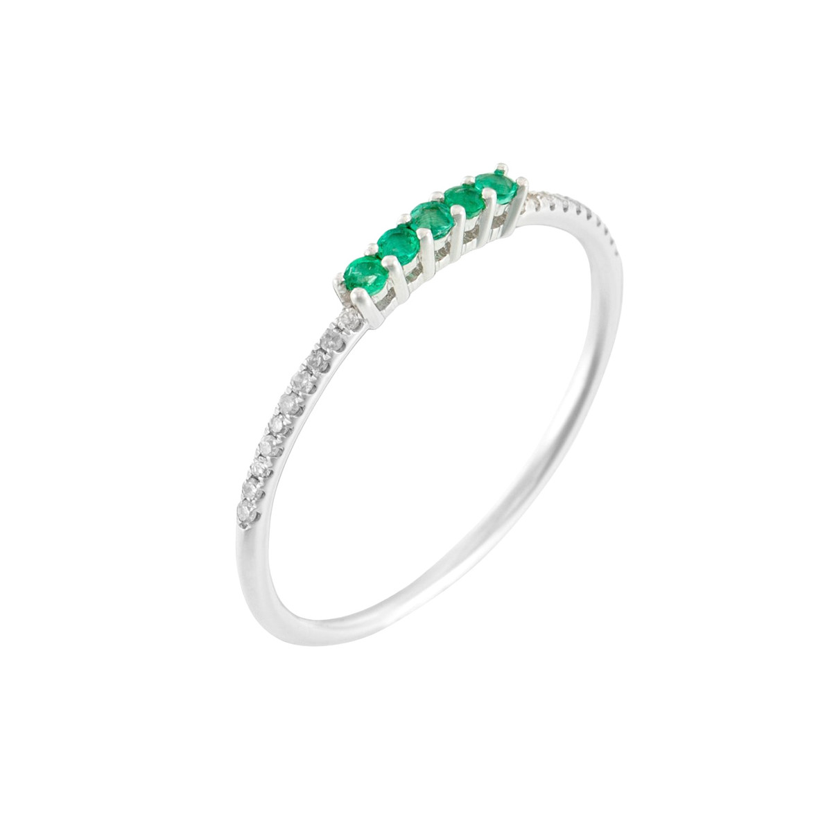 Bague "Emeraude" Or Blanc Diamants