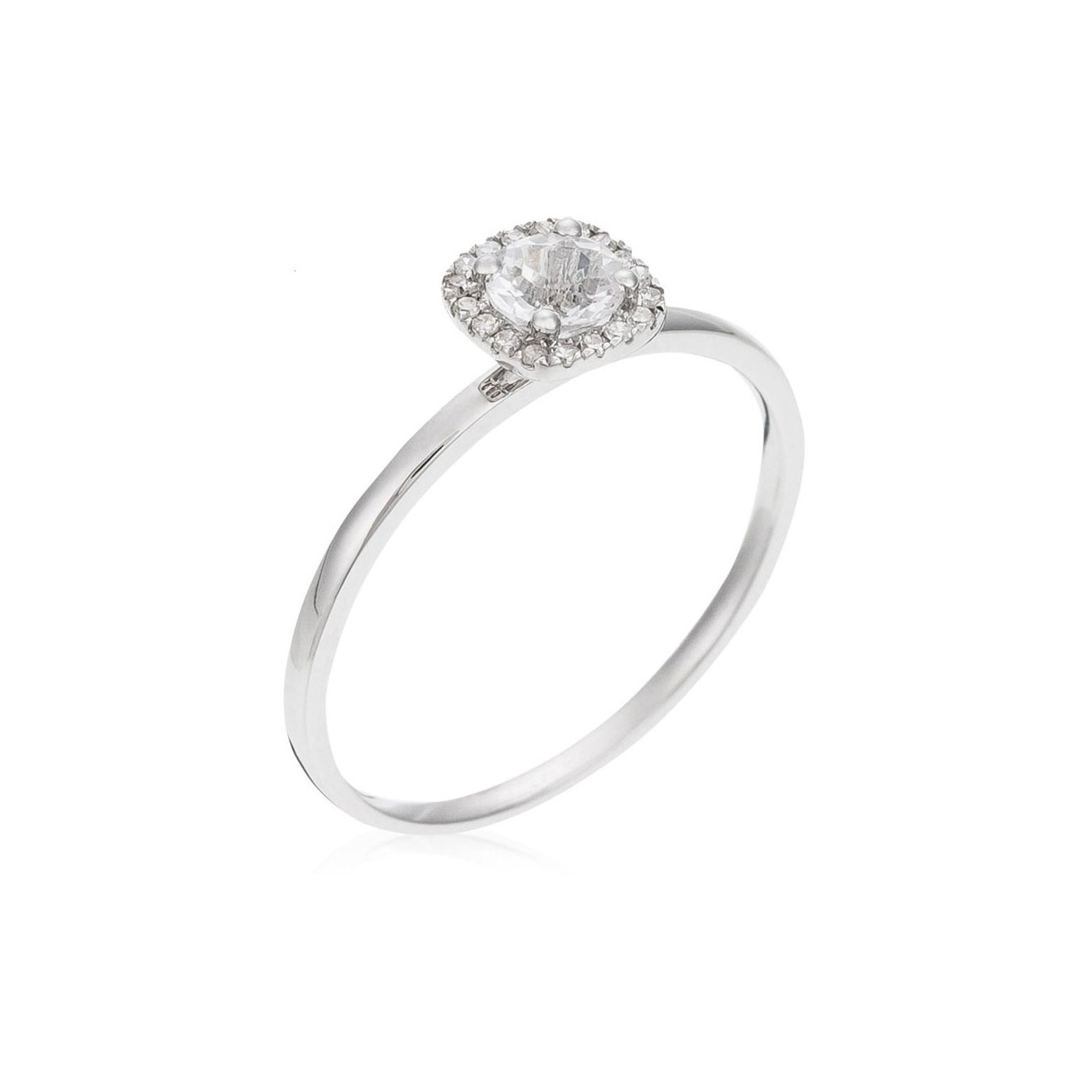 Bague "Carré Topazien" Or blanc et Diamants Bague "Discrete" Or blanc et Topaze