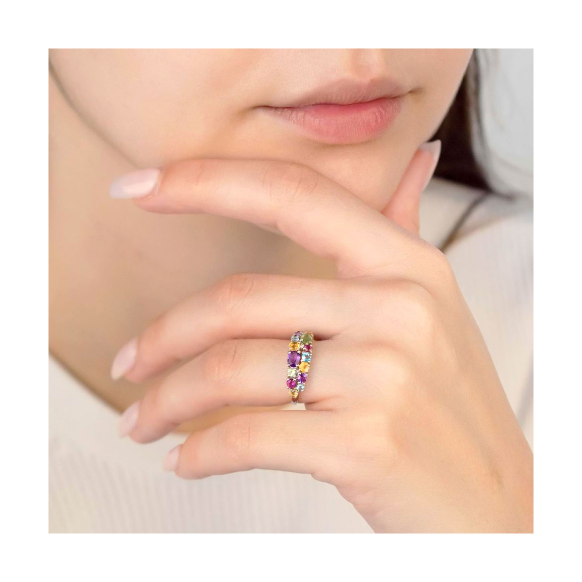 Bague "Bubble rainbow" Or blanc et Diamants