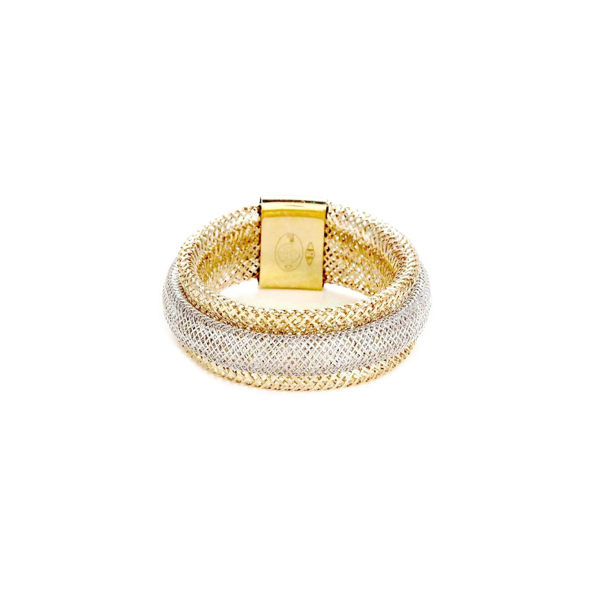 Bague "Anneau flamboyant" Or bicolore maille tissée Bague "Confidences" Or bicolore