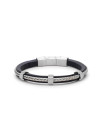 Bracelet ajustable cuir et acier "Zohir"