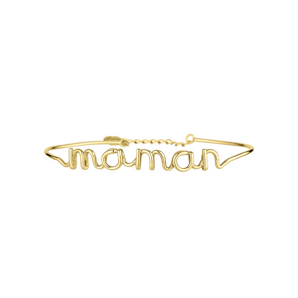 "MAMAN" Bracelet jonc en fil lettering doré à message Bracelet à message "Maman" Laiton doré