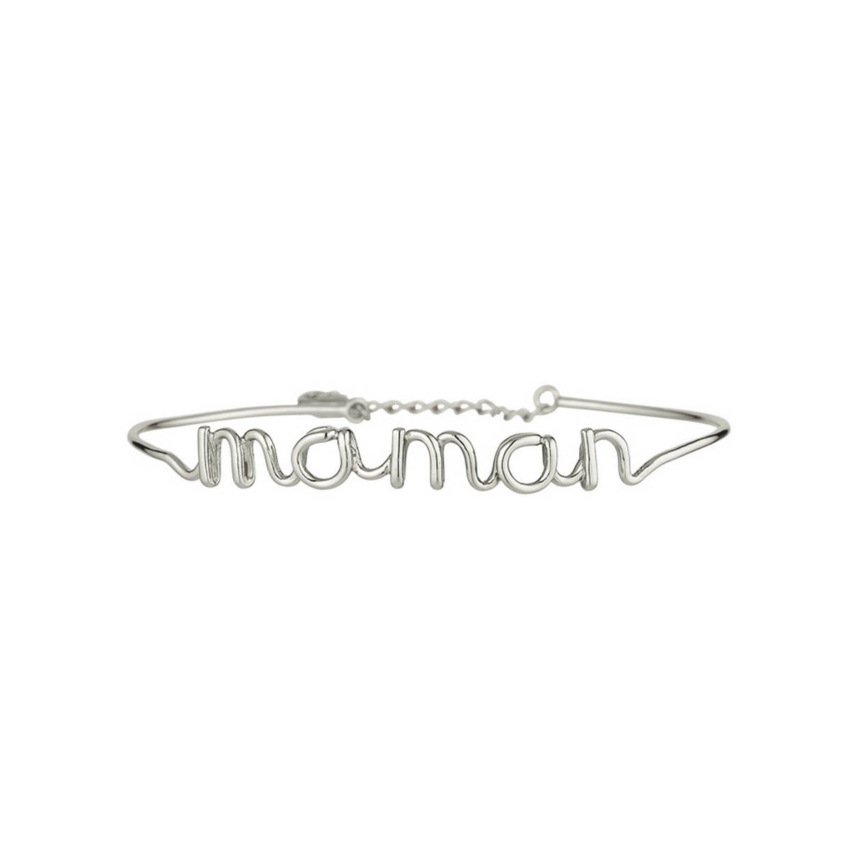 "MAMAN" Bracelet jonc en fil lettering argenté à message "MAMAN" Bracelet fil lettering argenté à message