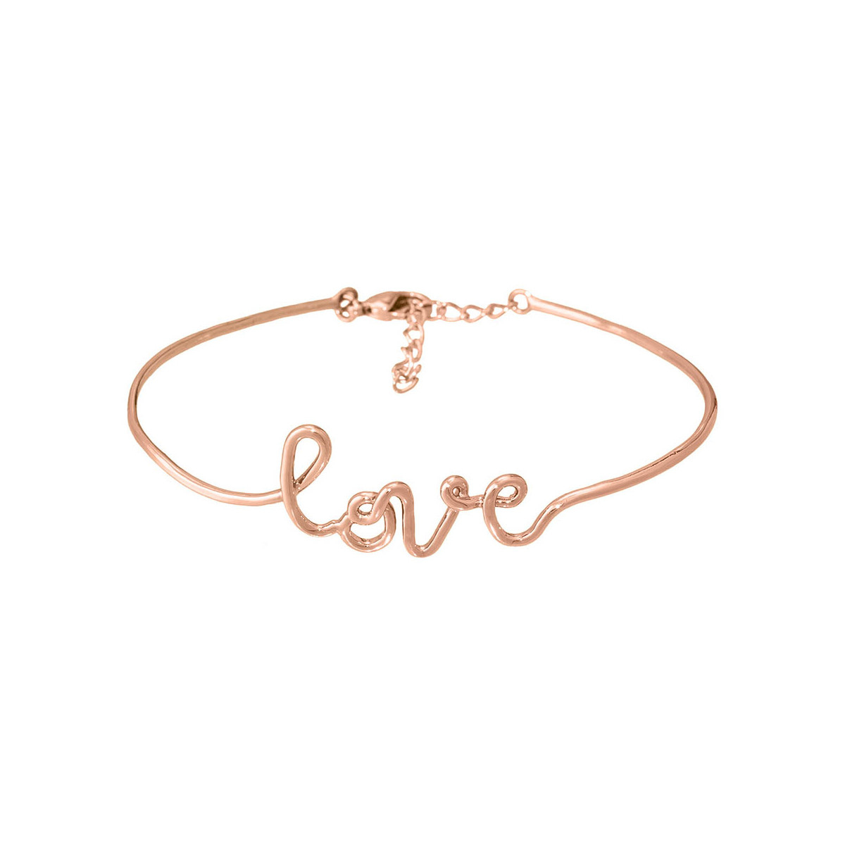 "LOVE" Bracelet jonc en fil lettering rosé à message