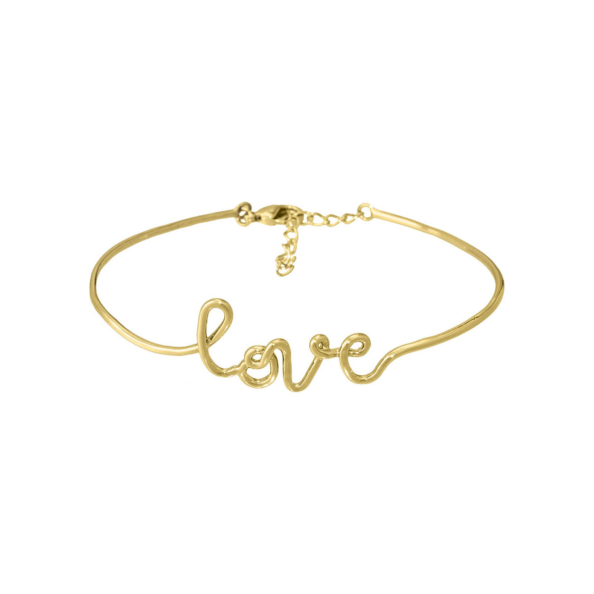 "LOVE" Bracelet jonc en fil lettering doré à message Bracelet à message "Love" Laiton doré