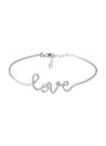 "LOVE" Bracelet jonc en fil lettering argenté à message