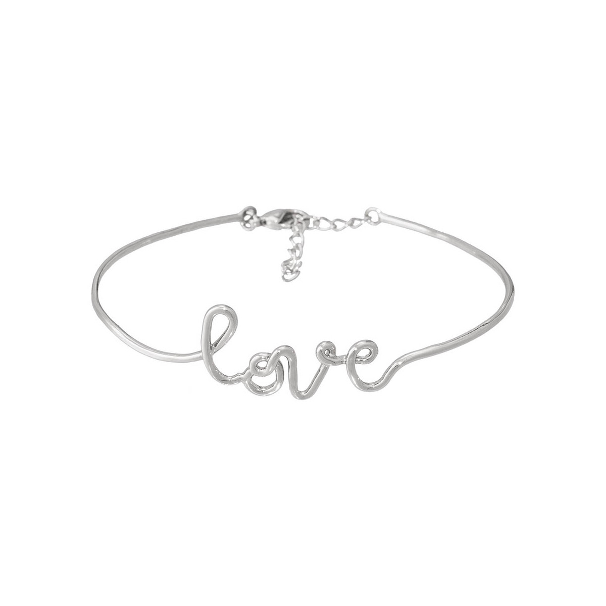 "LOVE" Bracelet fil lettering argenté à message