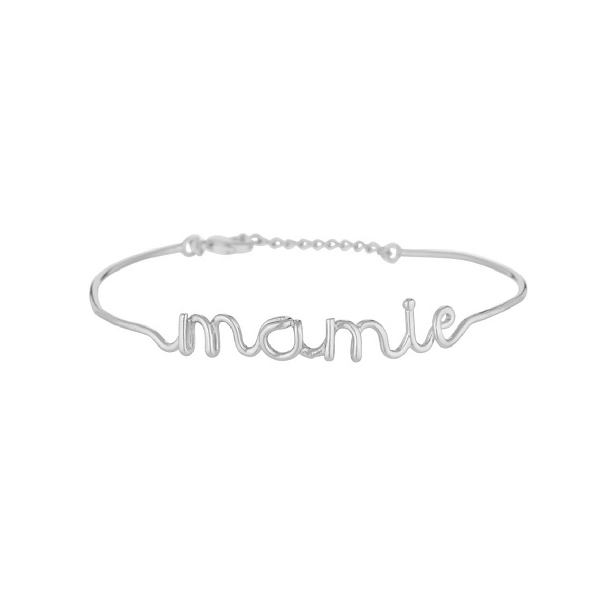 "MAMIE" bracelet jonc en fil lettering argenté à message "MAMIE" bracelet fil lettering argenté à message